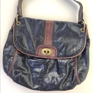 Authentic Leather Fossil Baguette Handbag